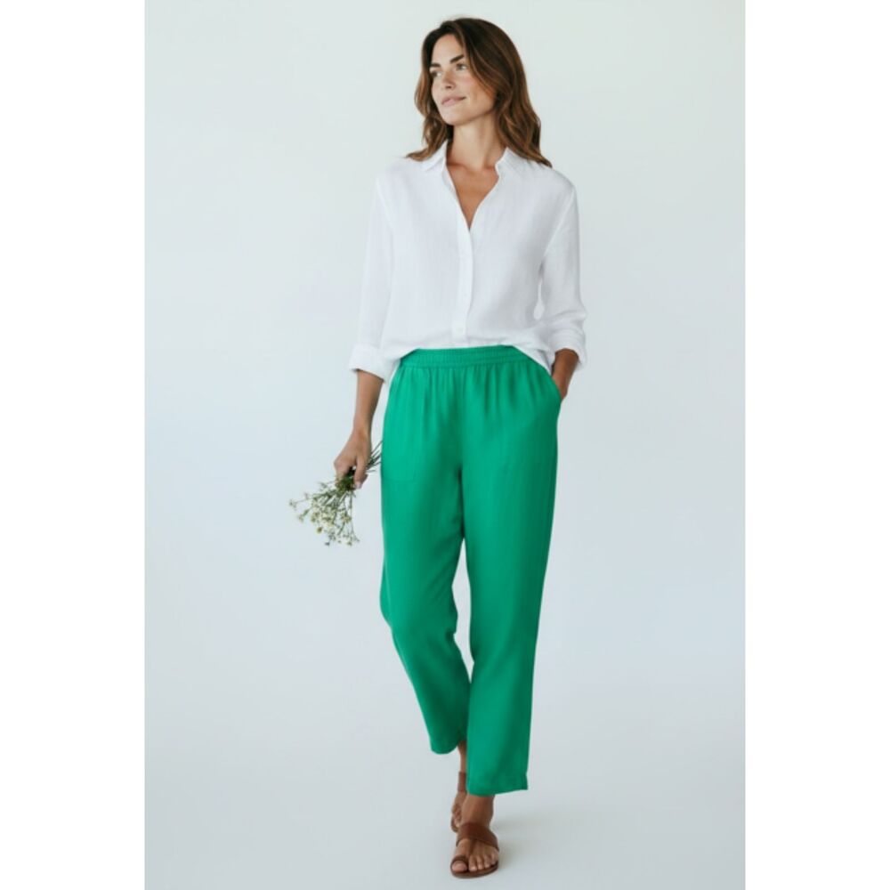 Vintage Henri Bendel Green Silk Trousers Pants - Large